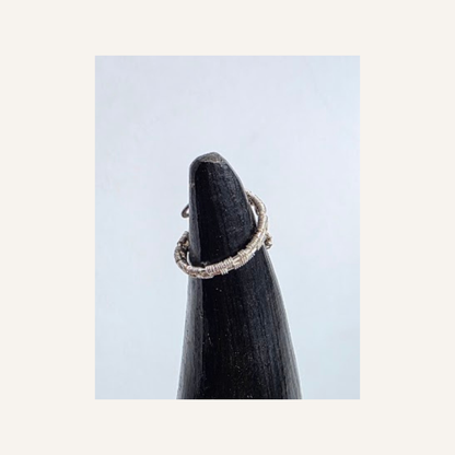Handmade Silver-Plated Wire Wrapped Crystal Snake Ring – Adjustable
