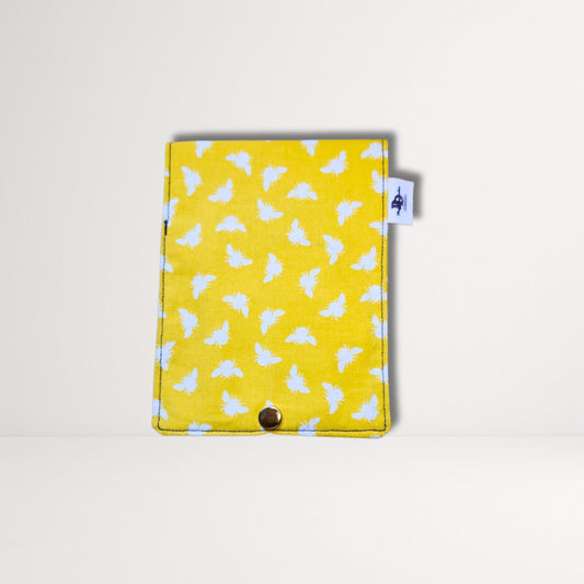Yellow Bees Fabric Sanitary Pouch With Snap Closure For Pads