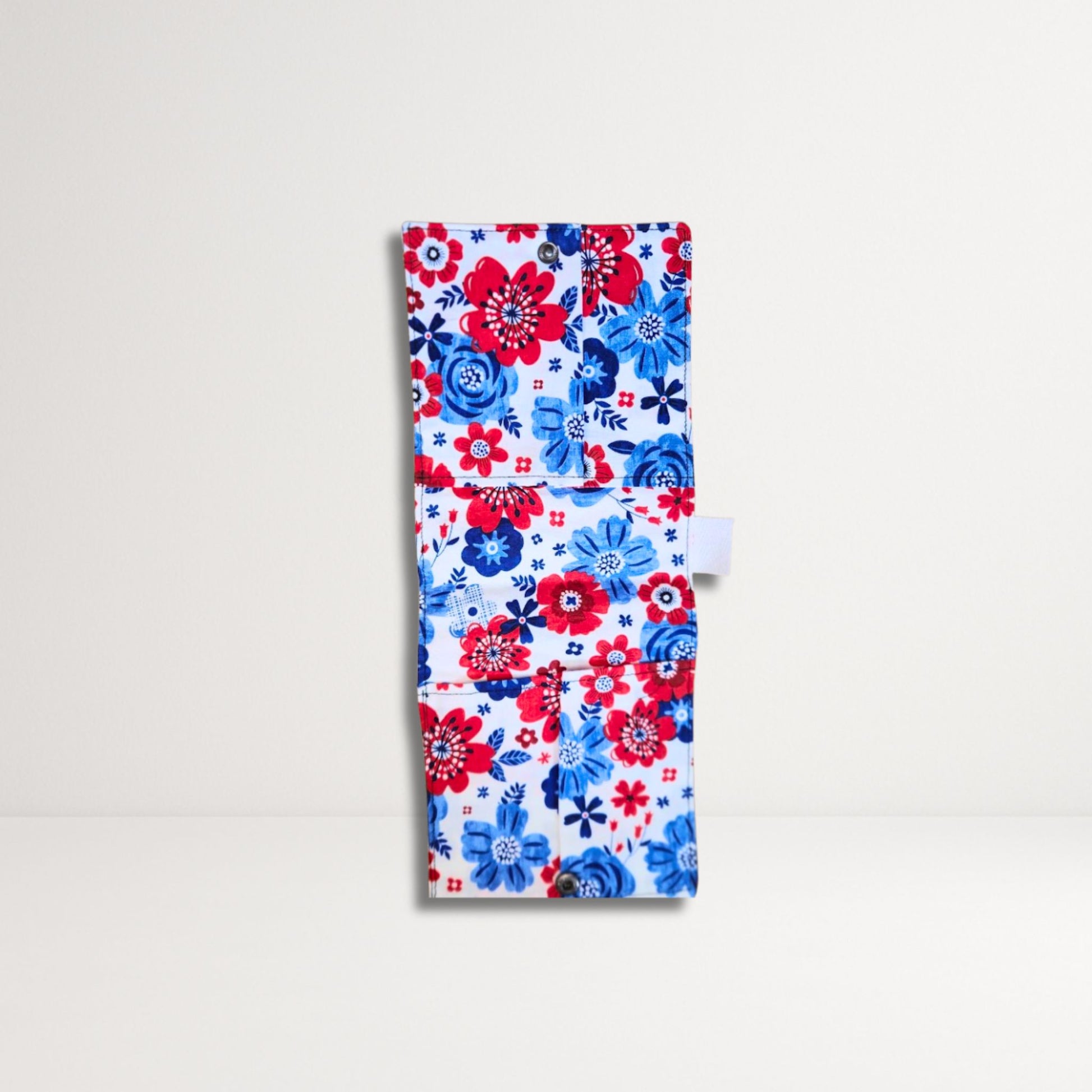 Floral patterned product on a light gray background