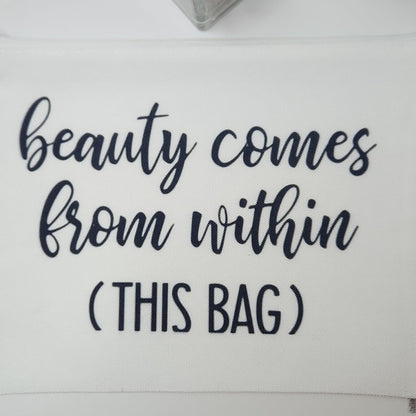 Canvas Makeup Bag with Green Tassel | Printed Cosmetic and Travel Pouch